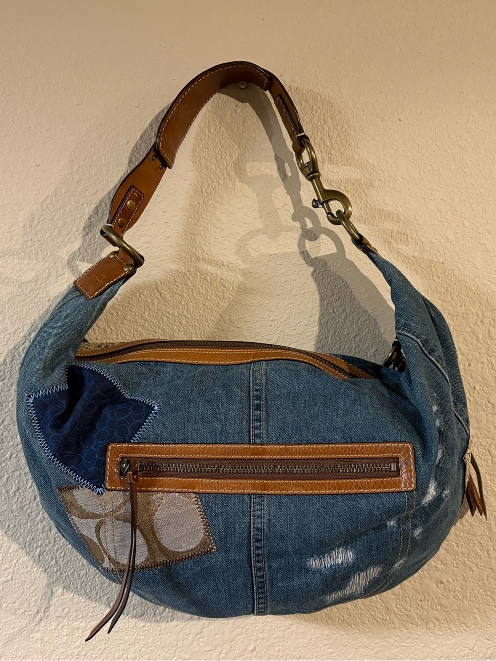 Rare Coach Denim Patchwork XL Hobo Shoulder Bag 10016 - Picture 2 of 16